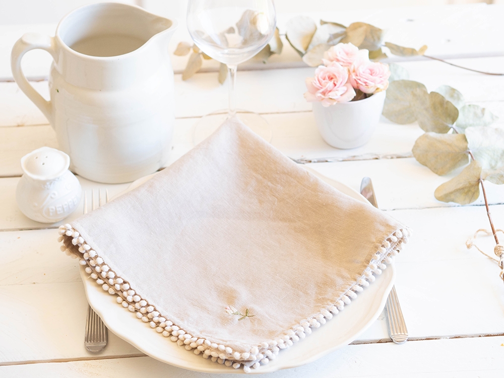 Serviette de table à l'unité - Bouton de Rose