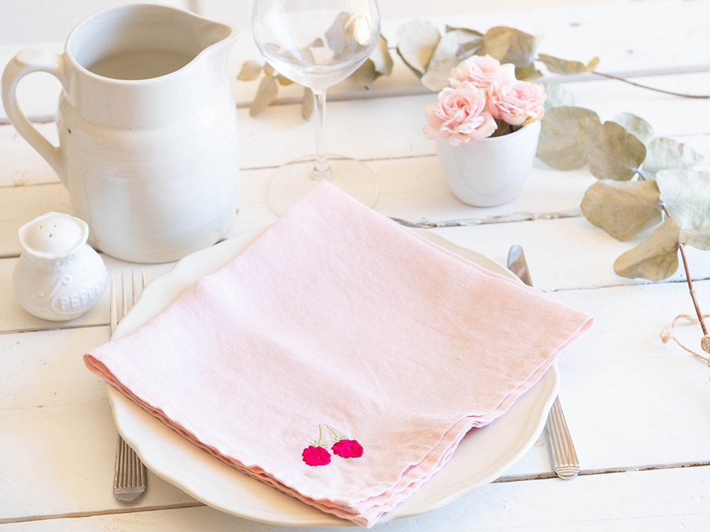 Serviette de table à l'unité - Framboise
