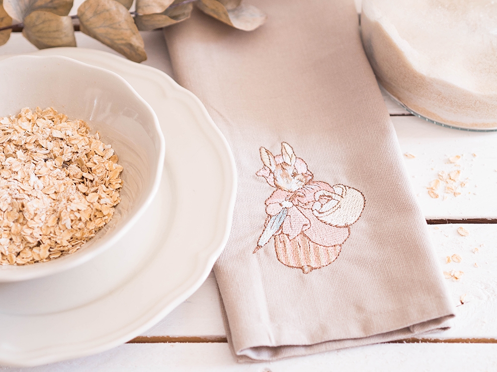 Serviette de table en coton - Madame Lapin va au marché