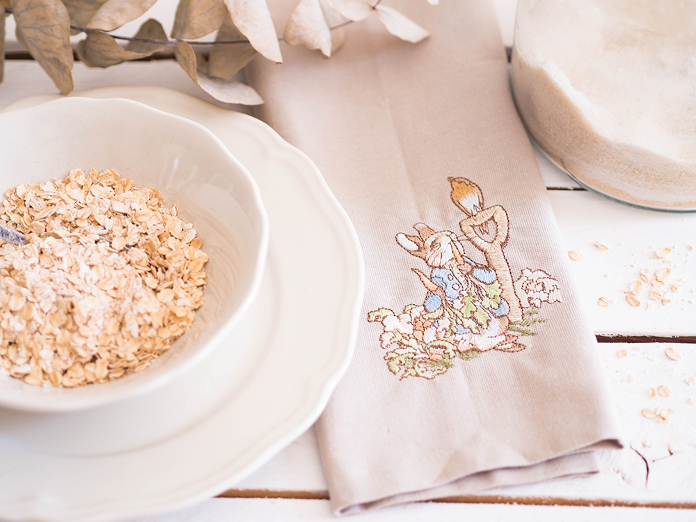 Serviette de table en coton - Lapin et la carotte du potager