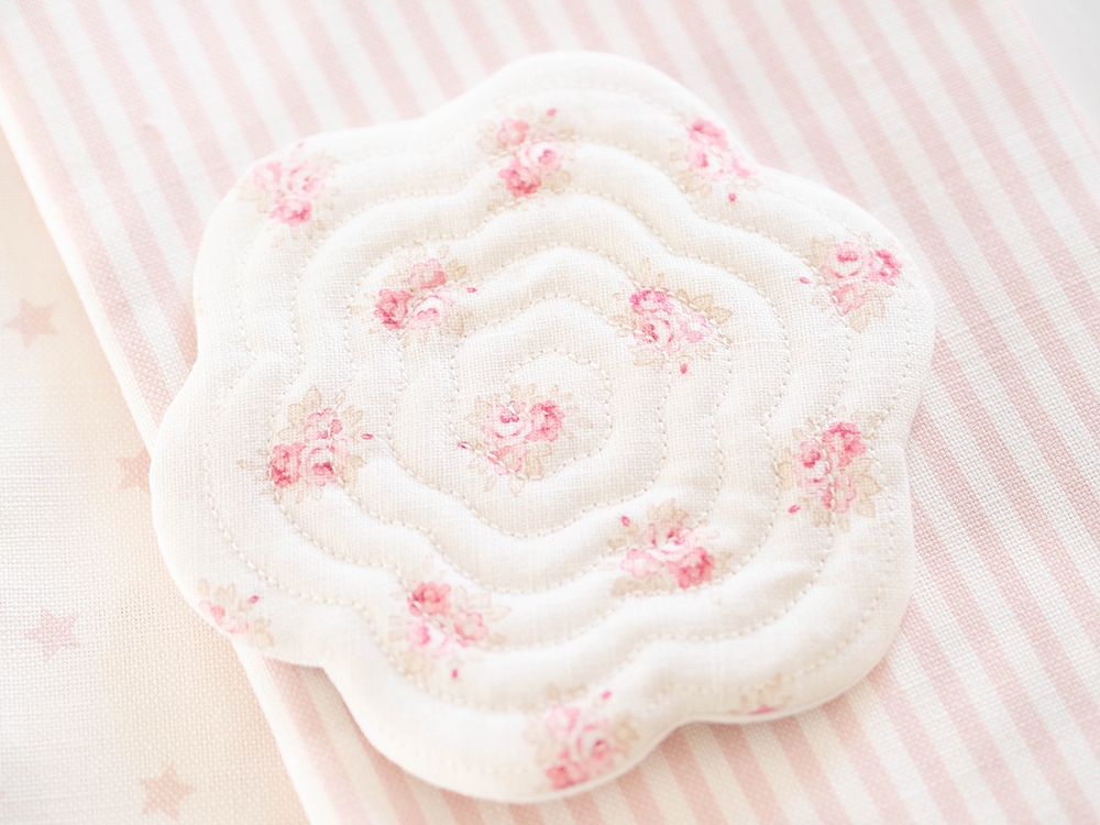 Sous tasse / mug rug - Lin anglais - Peony