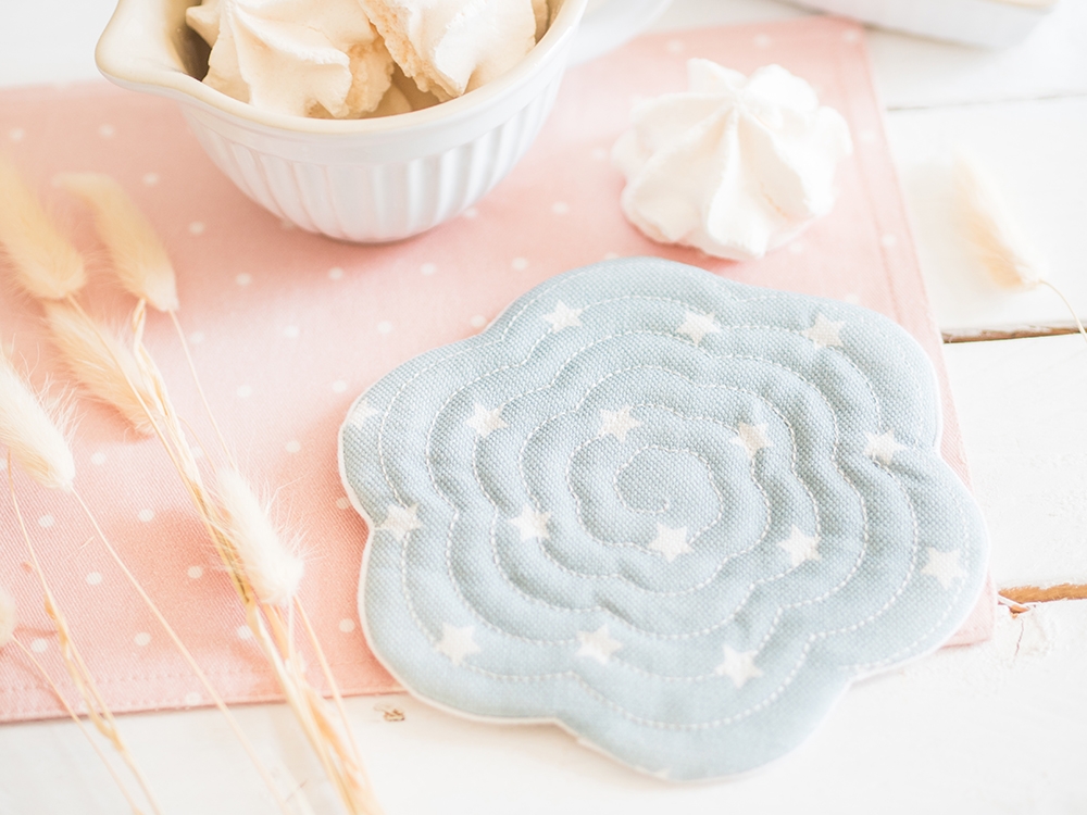 Sous tasse / mug rug - Lin anglais - Stars Blue