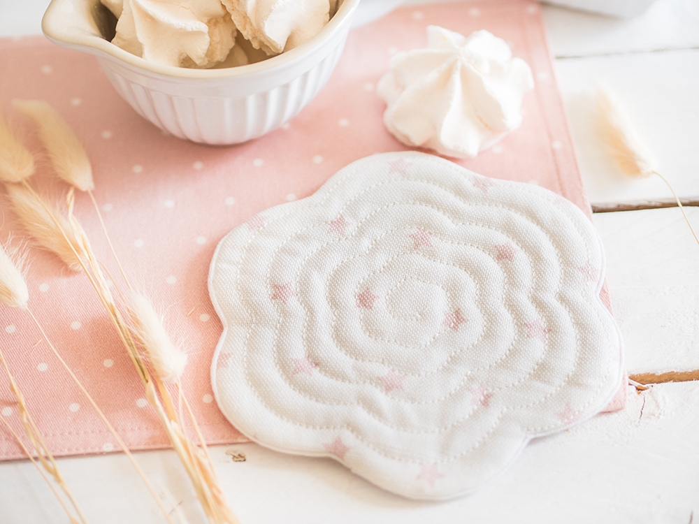 Sous tasse / mug rug - Lin anglais - Stars Pink