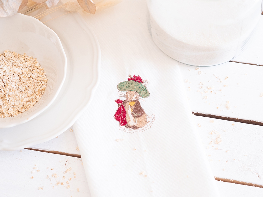 Serviette de table en coton - Jeannot Lapin et l'oignon du potager