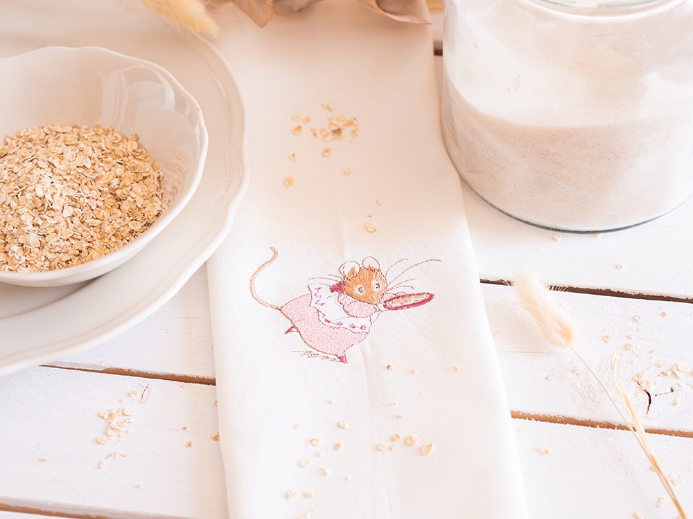 Serviette de table en coton - Petite souris coquine et les cookies