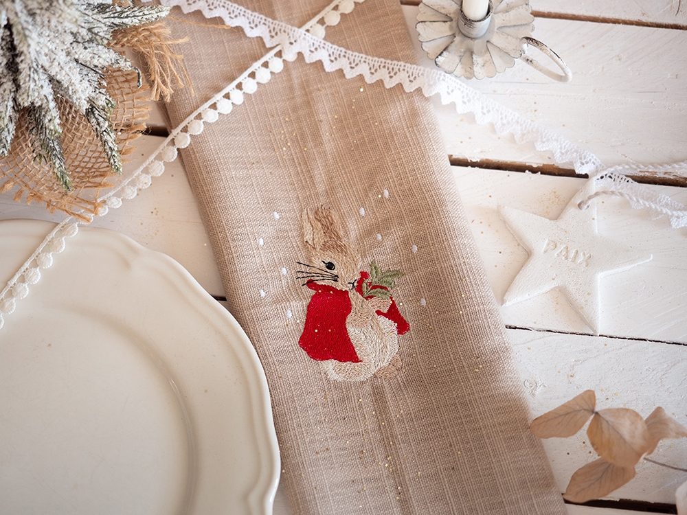 Serviette de table en coton - Peter et la branche de houx