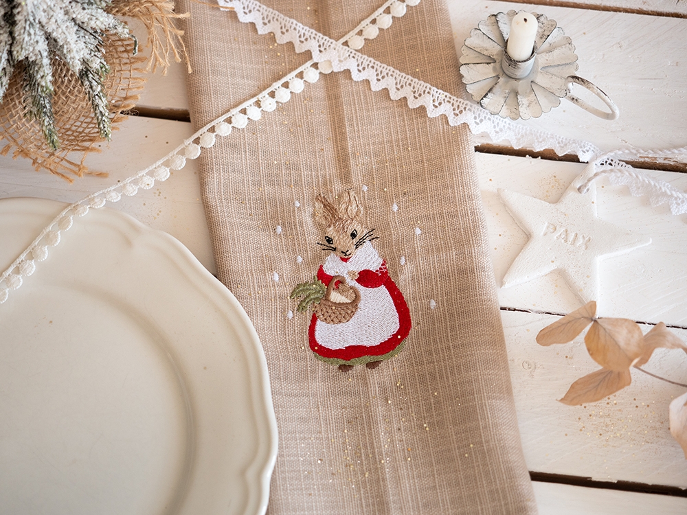Serviette de table en coton - Joséphine et le panais de Noël