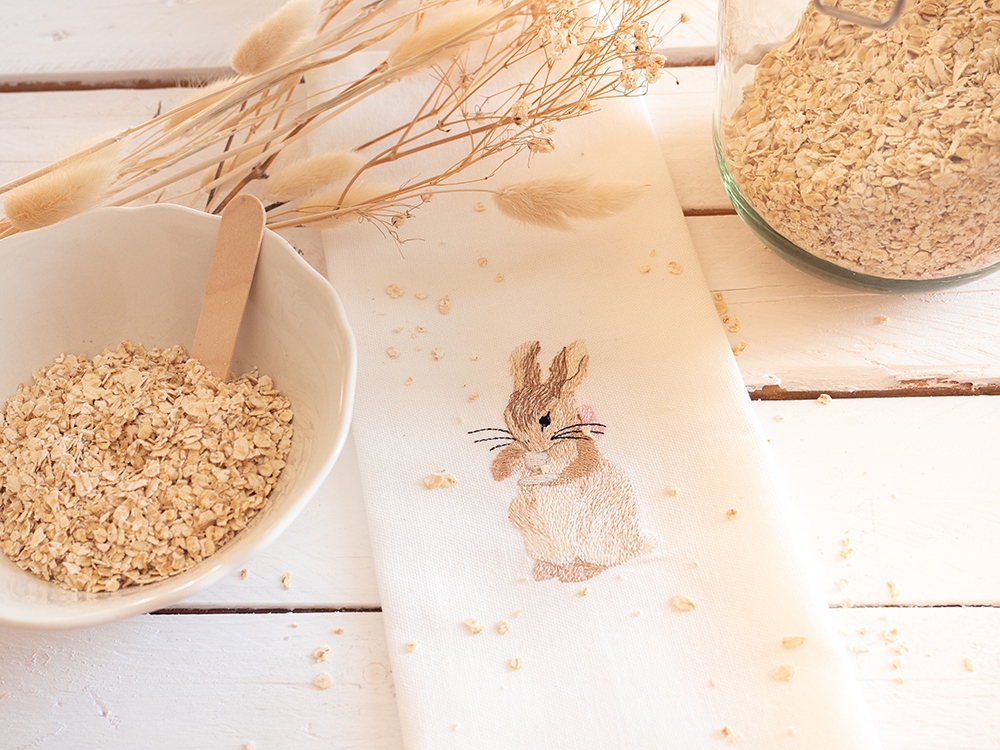 Serviette de table en coton - Lapine déguste le thé