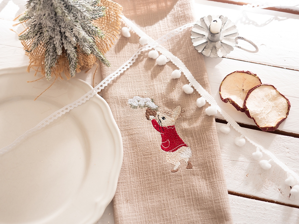 Serviette de table en coton - Pierre attrape la pomme de pin
