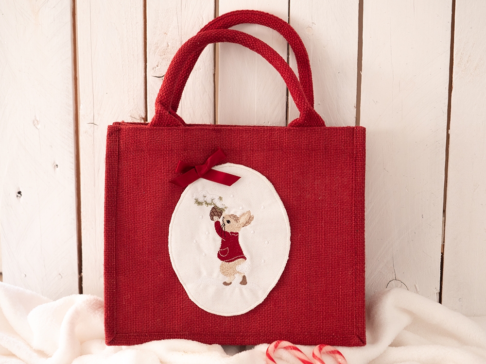 Sac en toile de jute - Pierre et la pomme de Noël