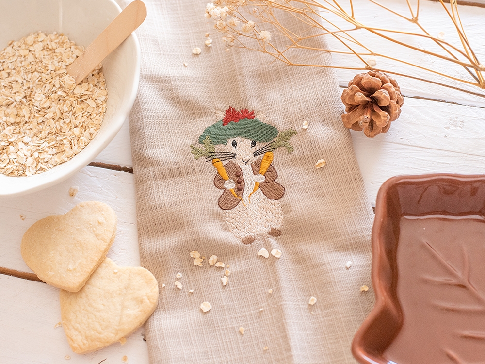 Serviette de table en coton - Jeannot Lapin et les carottes du potager