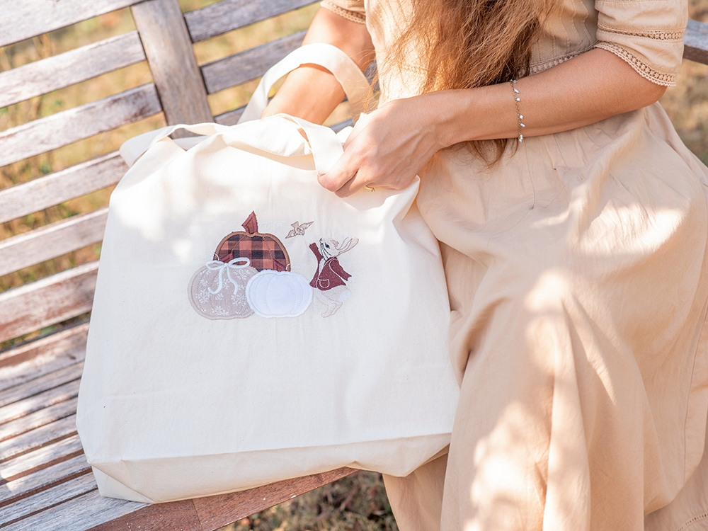 Sac en coton - Citrouilles en tartan