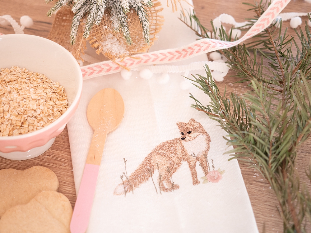 Serviette de table en coton - Renard dans la neige