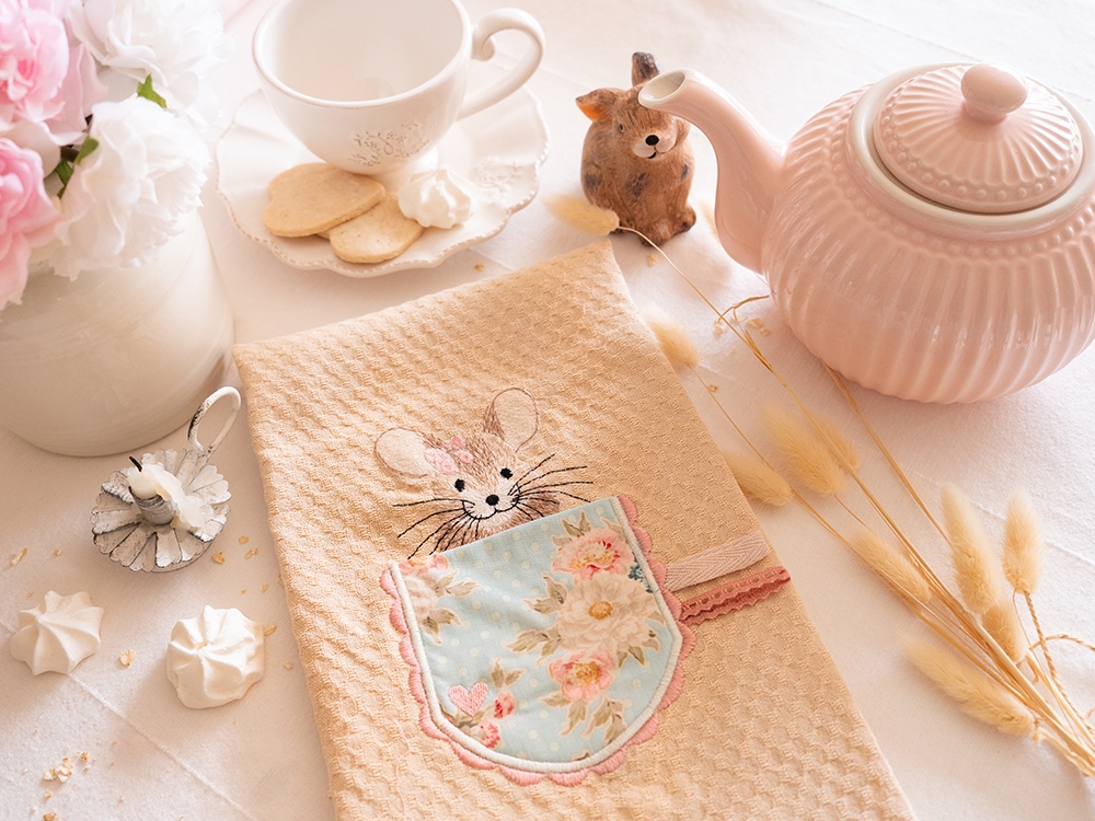 Tea Towel - Petite souris dans la poche tissus Tilda