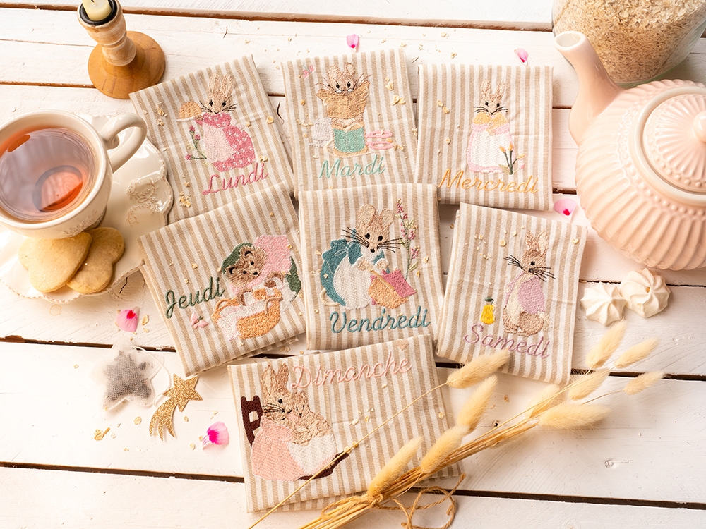 Serviette de table - Lot 7 jours de la semaine